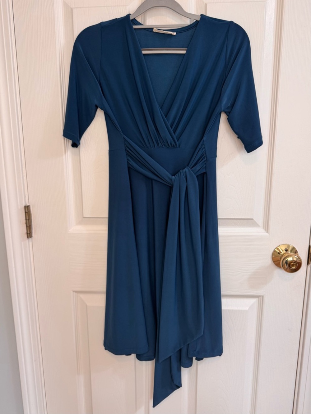Hello Miz Blue Maternity Wrap Dress
